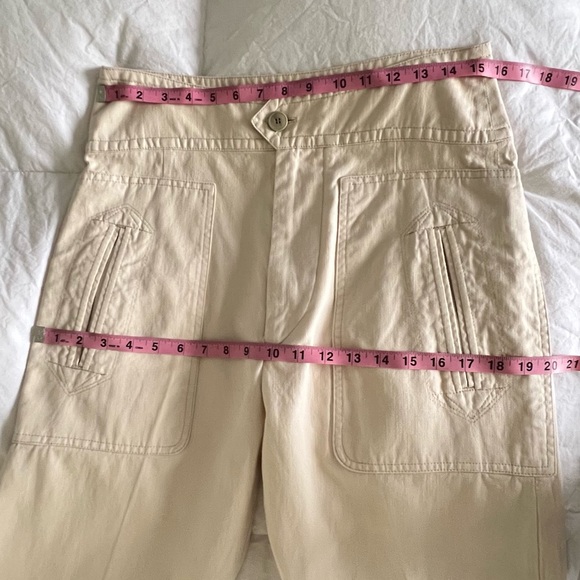 ISABEL MARANT ÉTOILE Raluni High-Rise Cotton-Blend Trousers Beige Size 8 - Picture 13 of 16